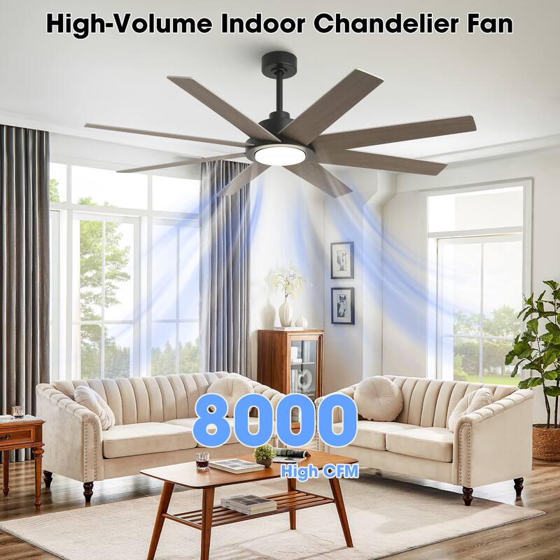60" Farmhouse Large Windmill Dimmable Ceiling Fan with Light and Remote