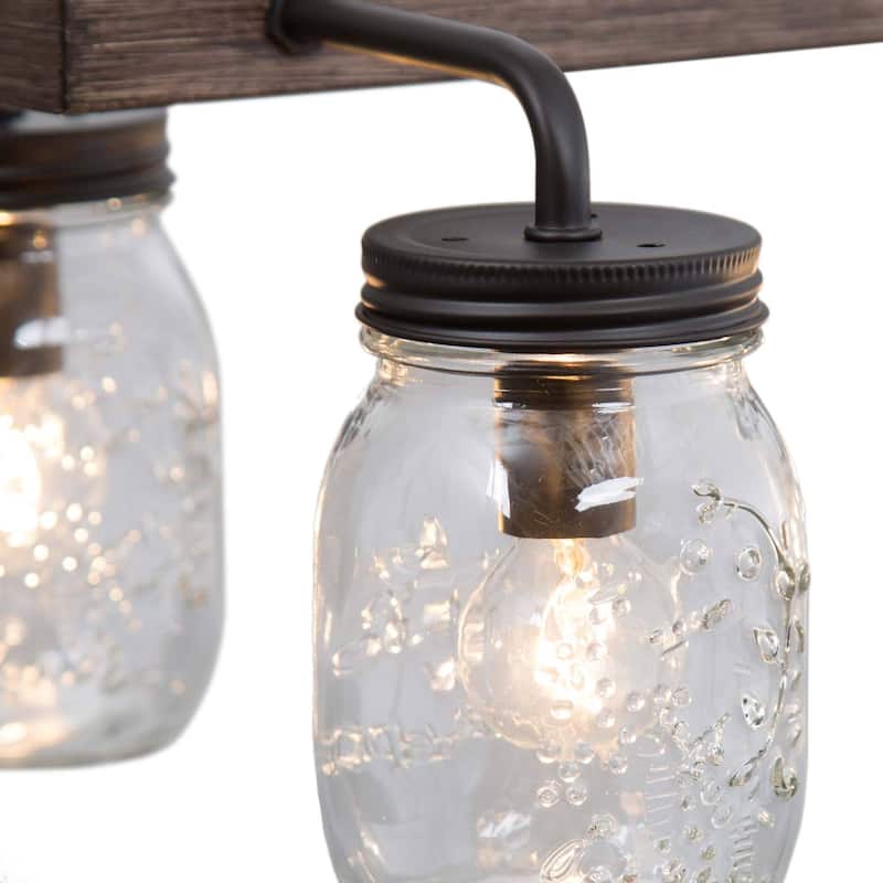 Modern Farmhouse 6-Light Glass Chandelier Island Lights for Dining Room - L27.5" x W11"x H 71.5"