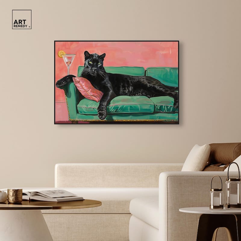 Lounging Panther Canvas by Art Remedy