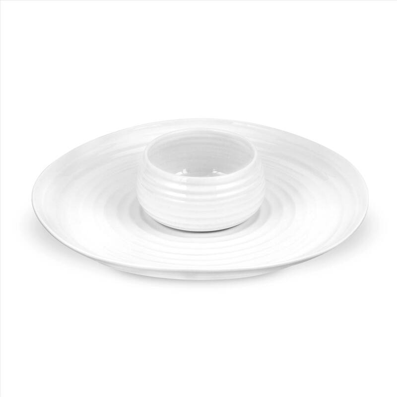 Portmeirion Sophie Conran White 2 piece Chip and Dip - 12 in - White - 12 in