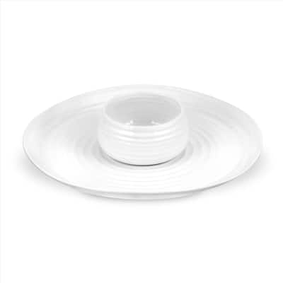 Portmeirion Sophie Conran White 2 piece Chip and Dip - 12 in