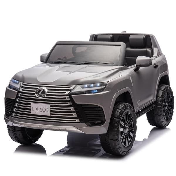 slide 2 of 9, LEXUS LX600 24V Two-Seater Kids Ride-On Car with Remote Control, Bluetooth, MP3, Speeds 1.86-3.11 MPH Silver