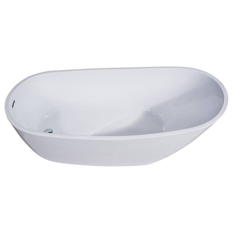 Alfi Brand AB8826 68 inch White Oval Acrylic Free Standing Soaking Bathtub