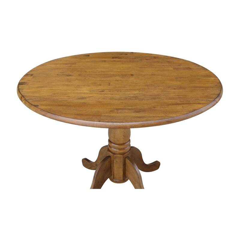 Round Pedestal Base Solid Wood 42-inch Drop-leaf Dining Table