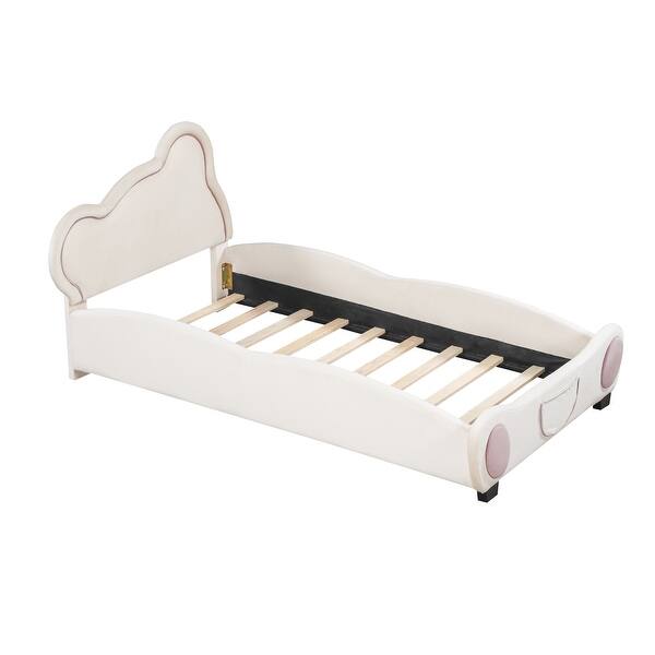 slide 2 of 59, Bear-shaped Headboard Upholstered Bed Velvet Platform Bed with Pocket Beige - Twin