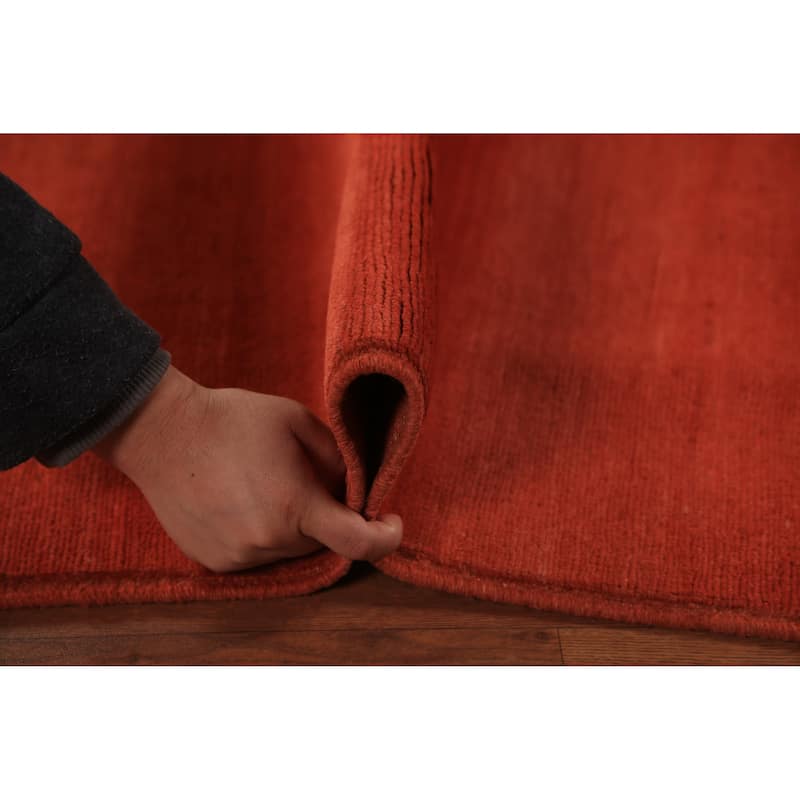 Orange Gabbeh Modern Oriental Rug Hand-Knotted Wool Carpet - 5'0" x 6'5"