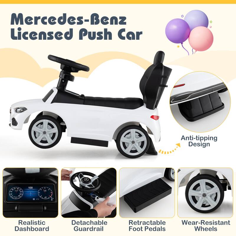Costway Kids Ride on Push Car Mercedes-Benz Licensed 3-in-1 Sliding