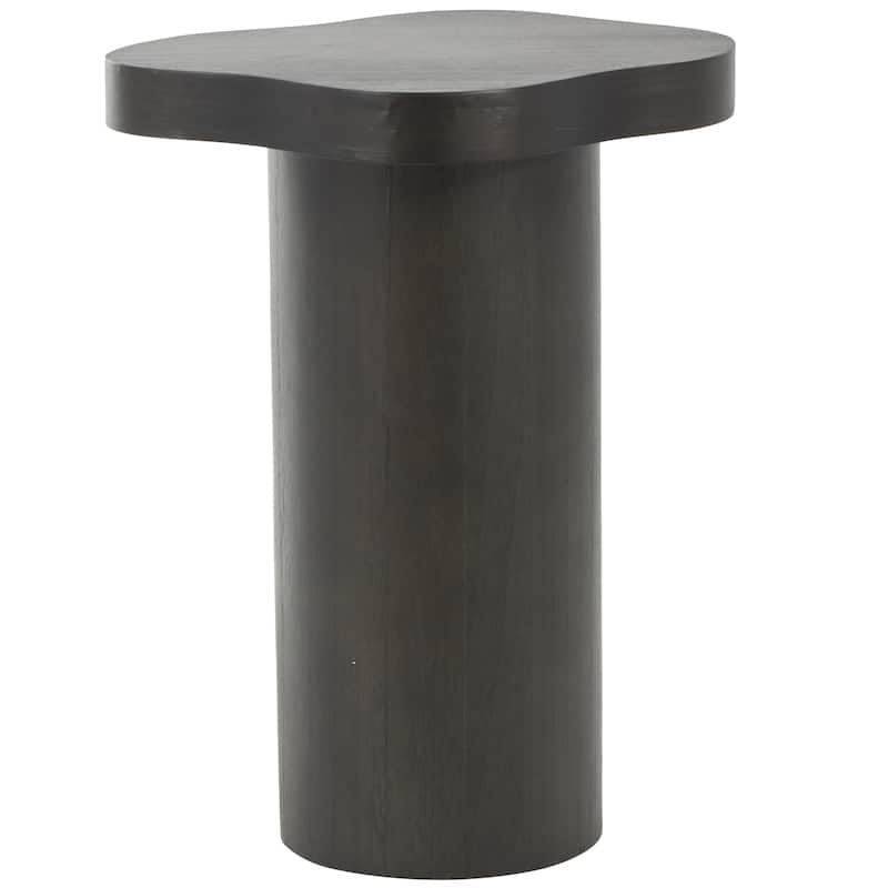 Wood Pedestal Accent Table with Rounded Square Top - Black or Brown - Roche River Decor - Black