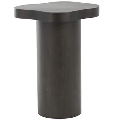 Wood Pedestal Accent Table with Rounded Square Top - Black or Brown - Roche River Decor