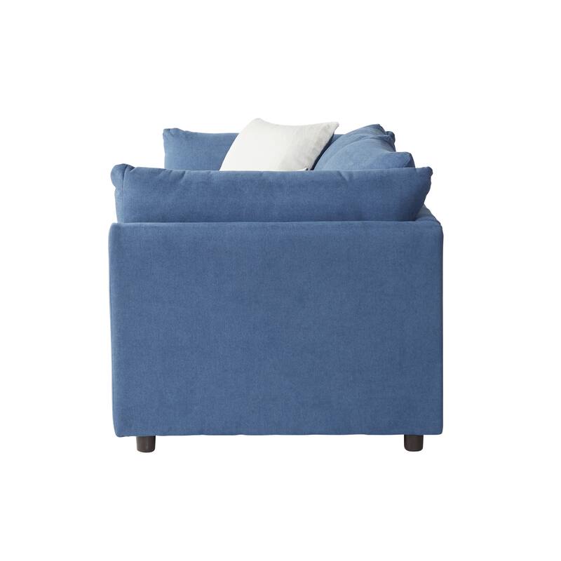 Roundhill Furniture Enda Pillow Back Fabric 3-Piece Sofa and Cuddler Chair Set