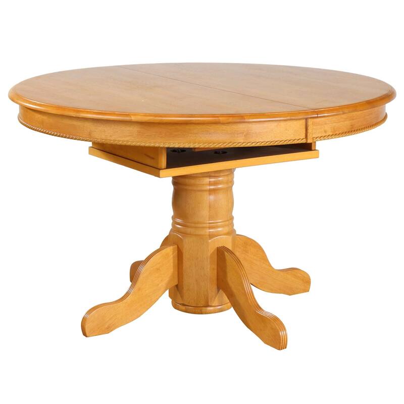Extendable Dining Set - 5 Piece Round to Oval Table with 4 Retro Chairs