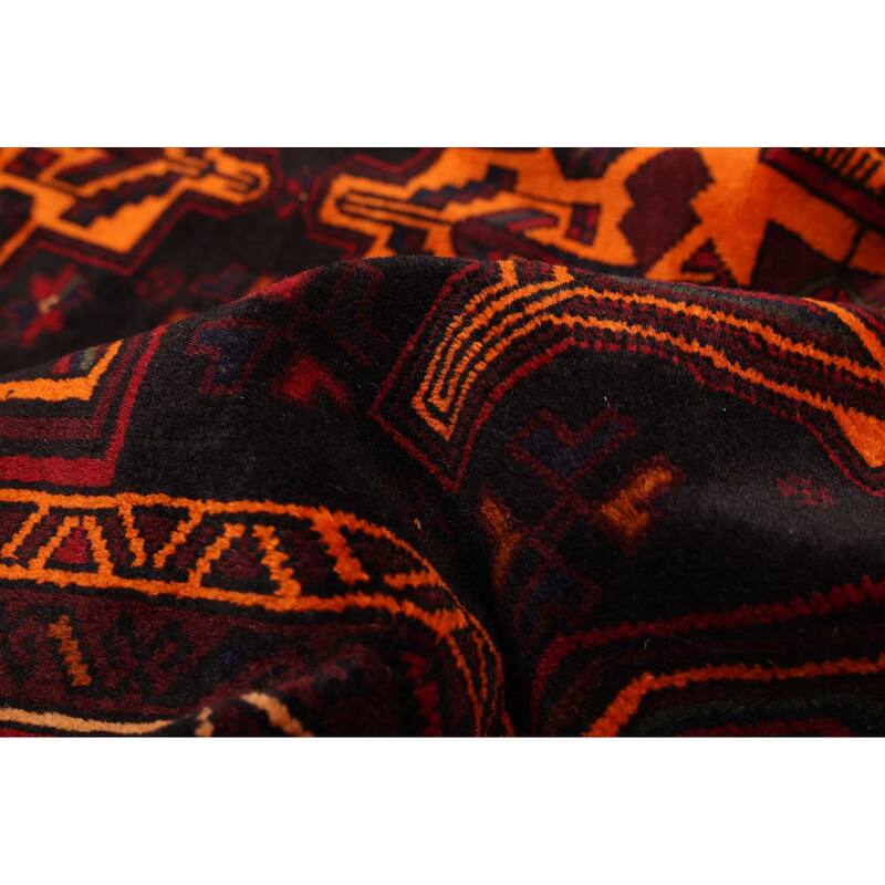ECARPETGALLERY Hand-knotted Teimani Black, Orange Wool Rug - 4'3 x 6'6