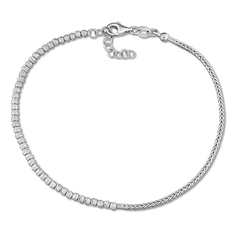 Miadora 2.5mm Bead with 1.7mm Wheat Link Chain Bracelet Sterling Silver