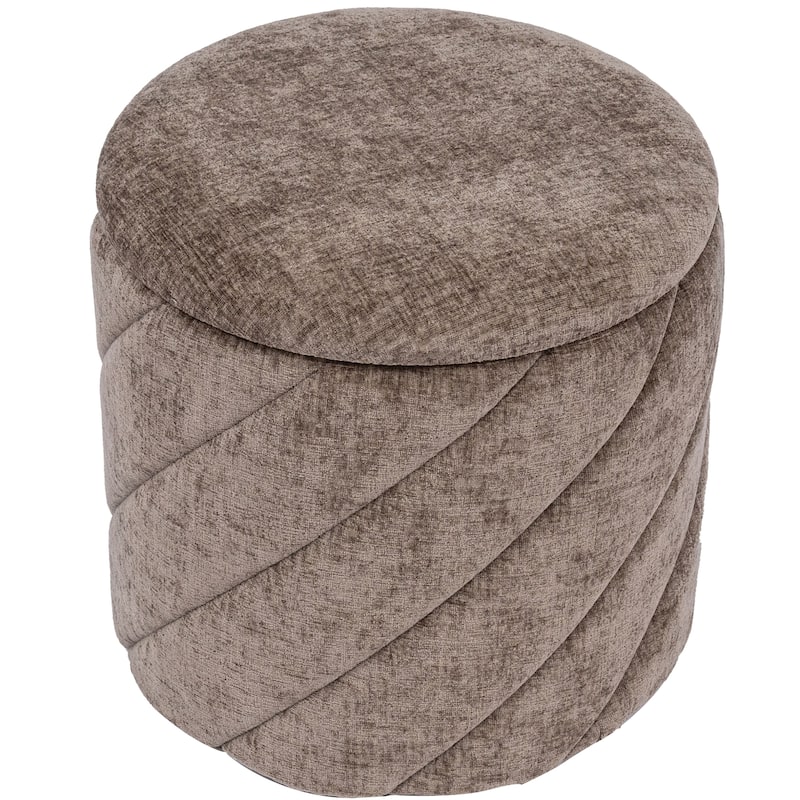 Diagonal Tufted Foldable Storage Ottoman with Reversible Lid - Brown