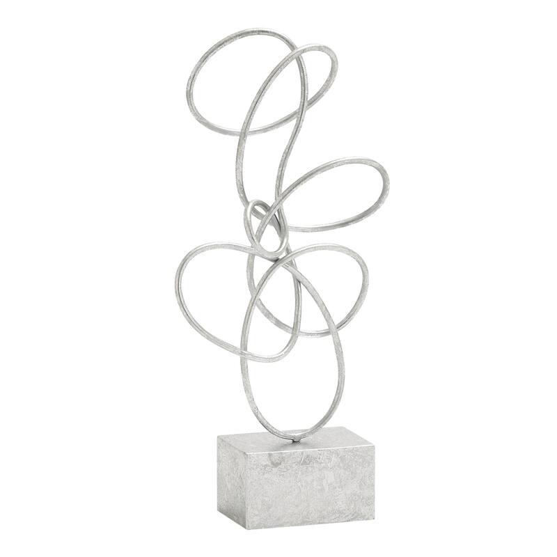 Silver Metal Swirl Abstract Decorative Sculpture - Silver