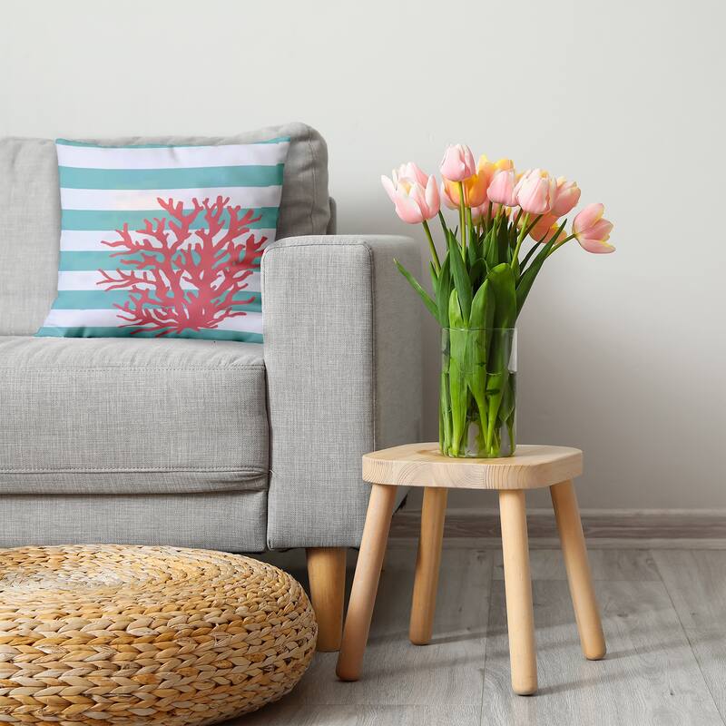 Coral and Stripes Decorative Throw Pillow