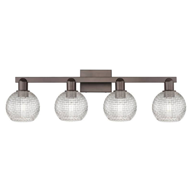 Innovations Lighting Endless Possibilities Arcadia - Athens - 4 Light 33" Basketweave Bath Vanity Light - Oil Rubbed Bronze