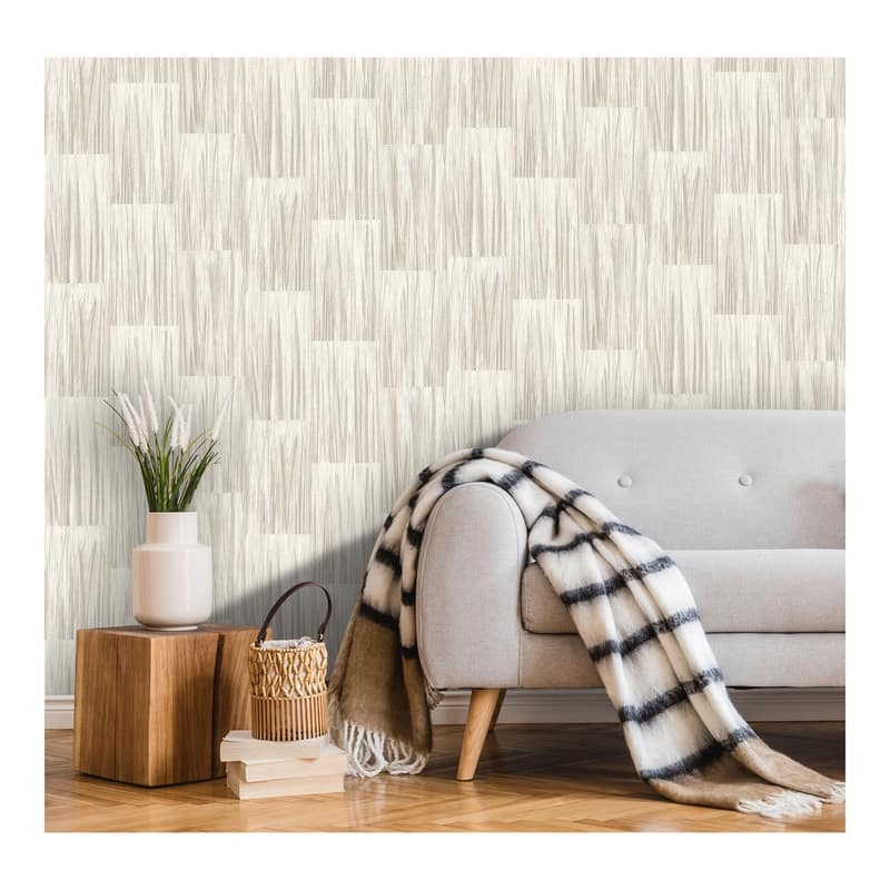 Advantage Soren Taupe Striated Plank Wallpaper - 20.9 x 396 x 0.025