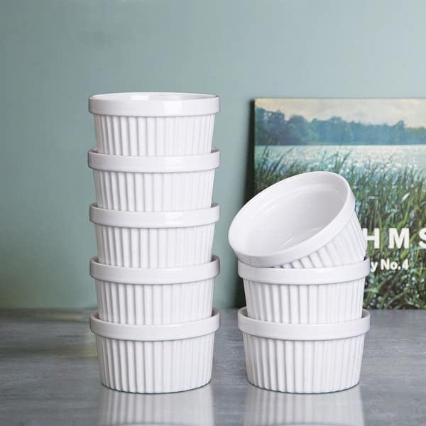 slide 2 of 9, 8 oz Ramekins for Creme Brulee Porcelain Ramekins, Set of 8 White