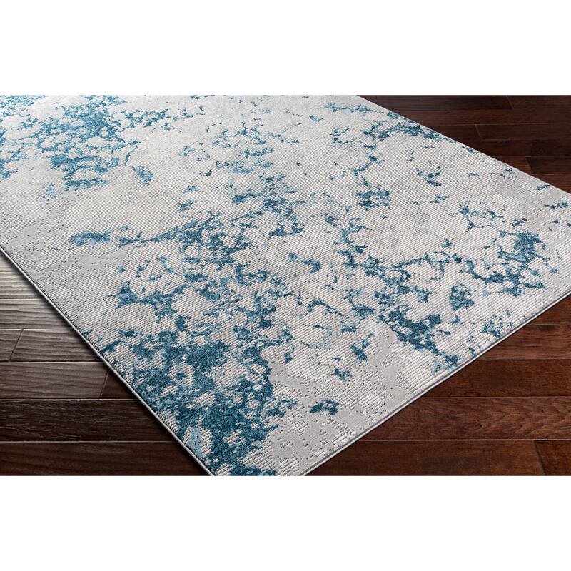 Artistic Weavers Perig Gray & Blue Abstract Contemporary Area Rug
