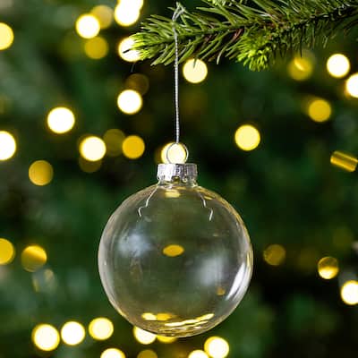Transparent Glass Christmas Ball Ornaments - 3.25" (80mm) - Clear - 6ct