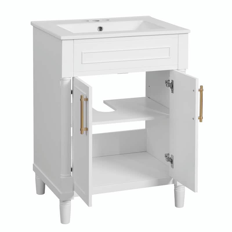 24" Bathroom Vanity with Integrated Ceramic Sink