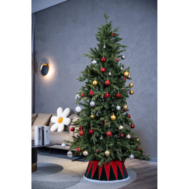 25" Red and Green Drum with White Trim Christmas Tree Collar