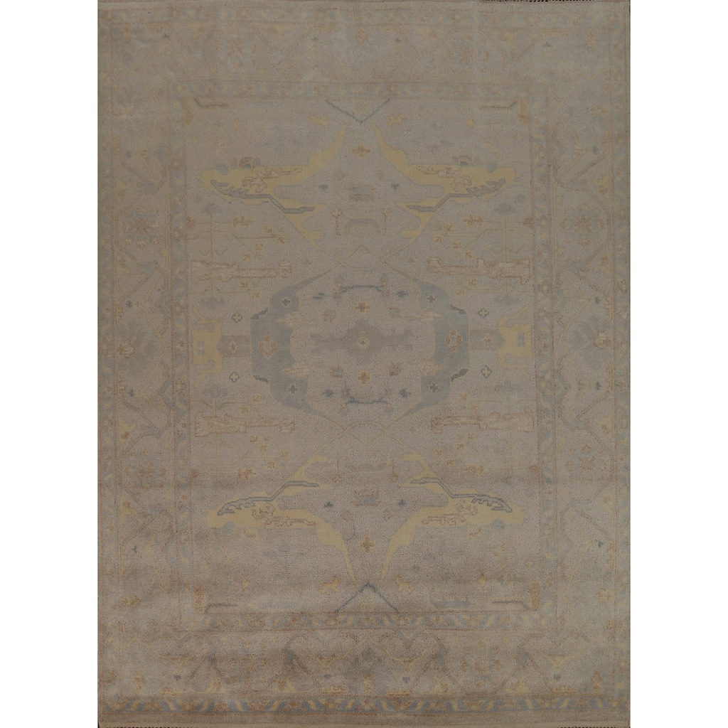 Earth Tone Camel Oushak Indian Area Rug Handmade Wool Carpet - 8'0" x 9'10"