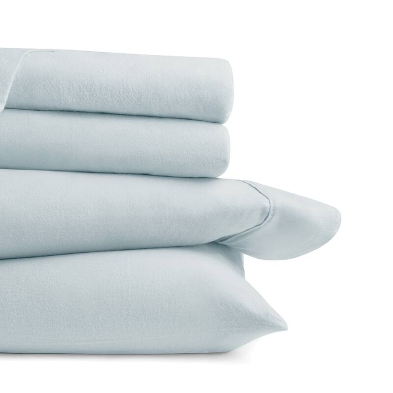 Becky Cameron 4 Piece Solid Cotton Brushed Flannel Deep Pocket Sheet Set