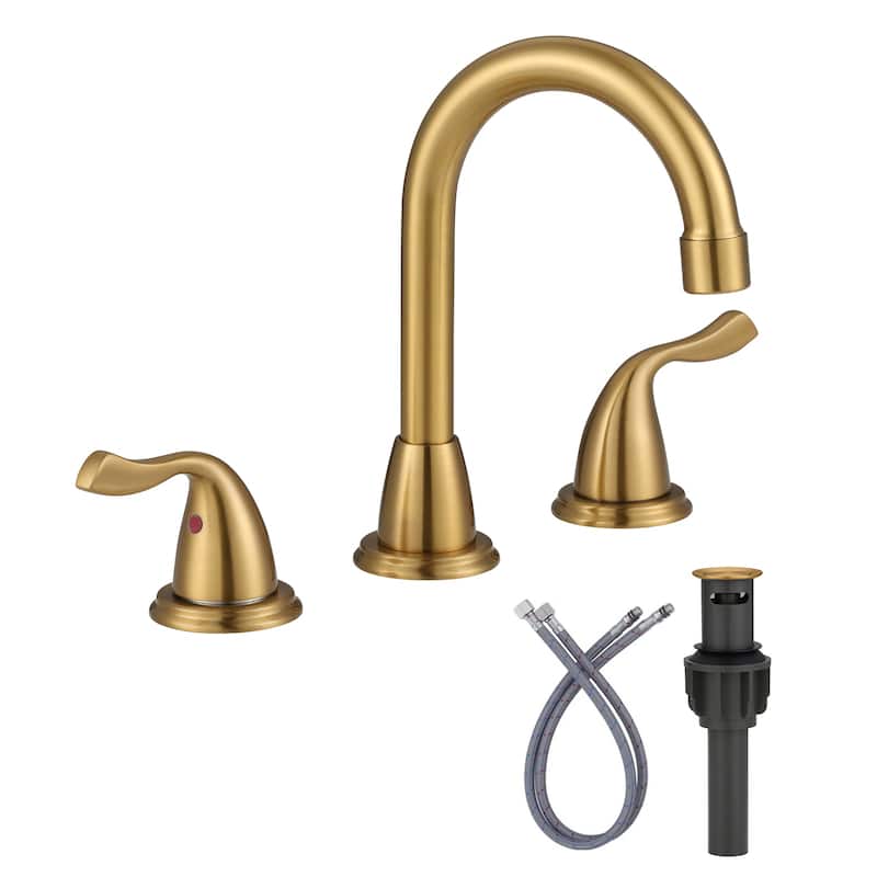 WOWOW 8 Inch Widespread Bathroom Faucet - Gold