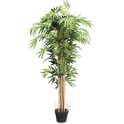 Gymax Artificial Bamboo Silk Tree Planter Green 5 Feet Holiday Decor