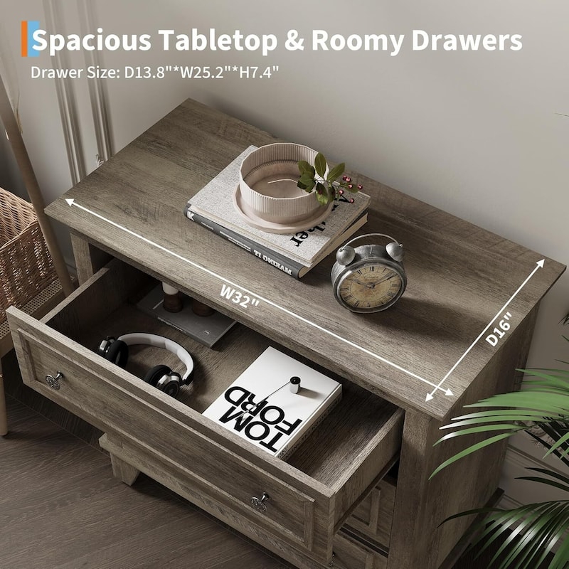 3 Drawer Dresser, Wooden Storage Chest of Drawers for Bedroom, Living Room, Hallway