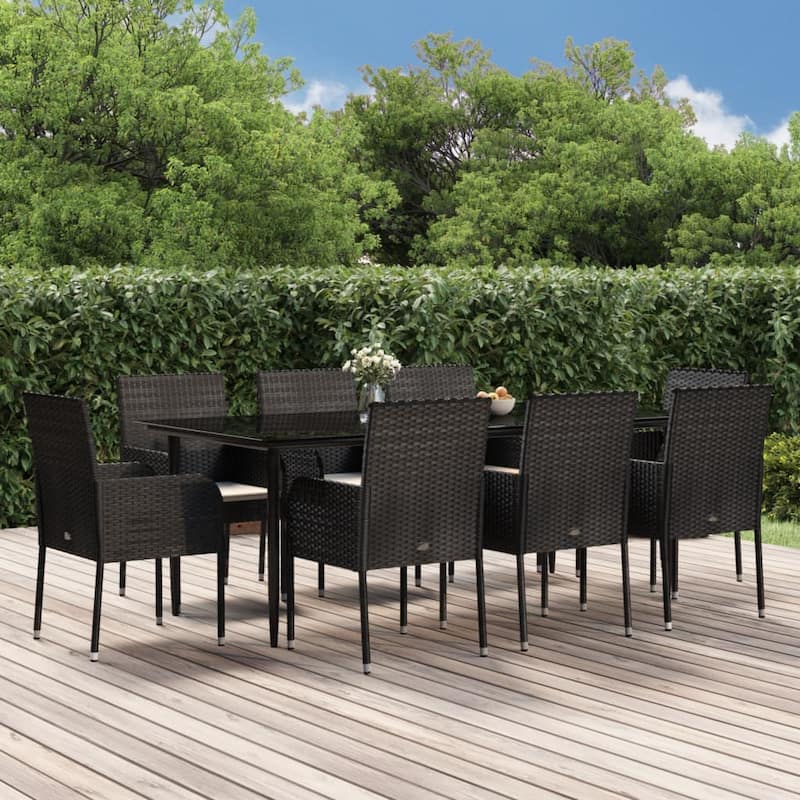 vidaXL Patio Dining Set Outdoor Rattan Wicker Table and Chair Set for Porch