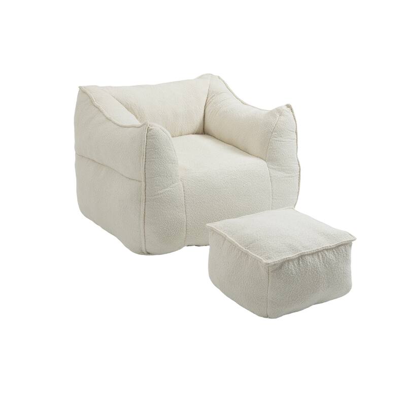 GDFStudio - COOLMORE Boucle Bean Bag Chair with Memory Foam Filling for Ultimate Comfort