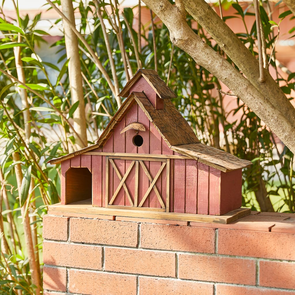 Glitzhome 20.75"W Extra-Large Farmhouse Rustic Wood Barn Birdhouse - 20.75" W x 14.96" H x 8.27" D