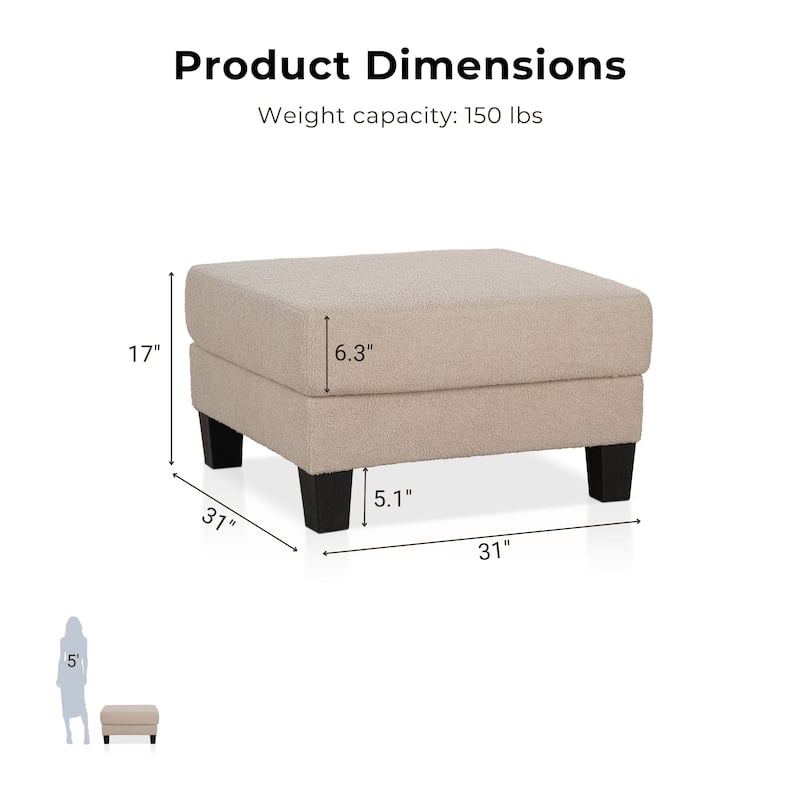 Furniture of America Xenia Modern Boucle Ottoman with Storage