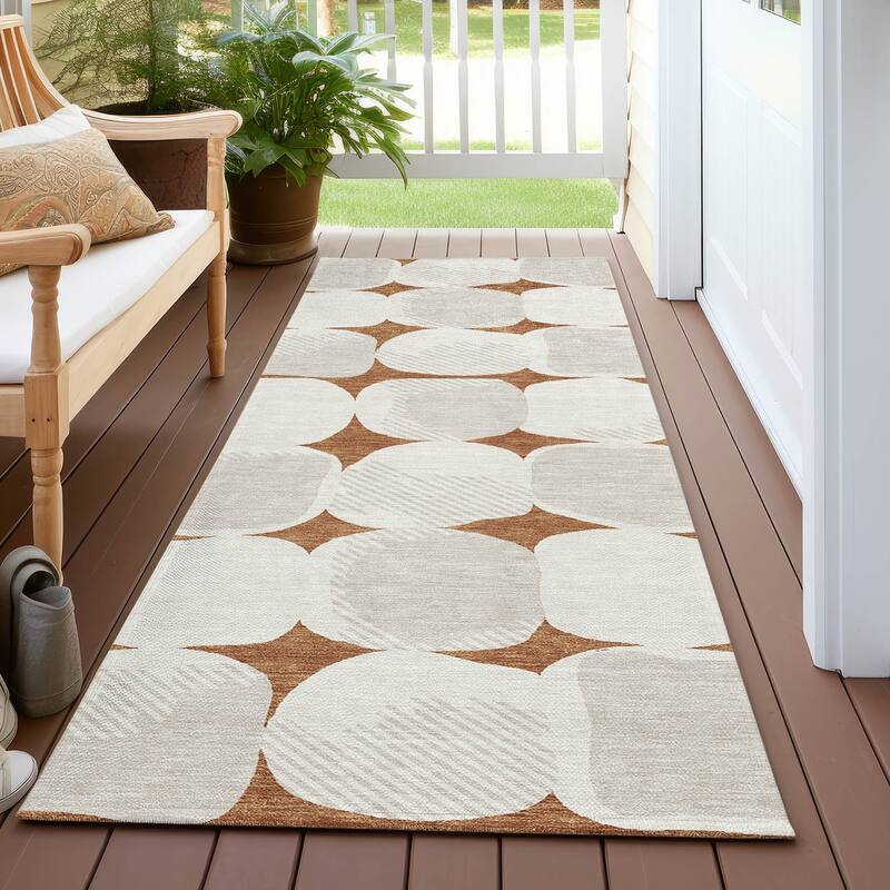 Machine Washable Indoor/ Outdoor Chantille Puffy Modern Rug - Paprika - 2'3" x 7'6"