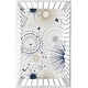 preview thumbnail 1 of 4, Star and Moon Baby Boy Girl Fitted Mini Portable Crib Sheet - Navy Blue Gold and Grey Celestial Sky Stars Gender Neutral Unisex