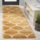preview thumbnail 120 of 164, SAFAVIEH Hudson Shag Ogee Trellis 2-inch Thick Area Rug 2'3" x 8' Runner - Gold/Ivory - Runner