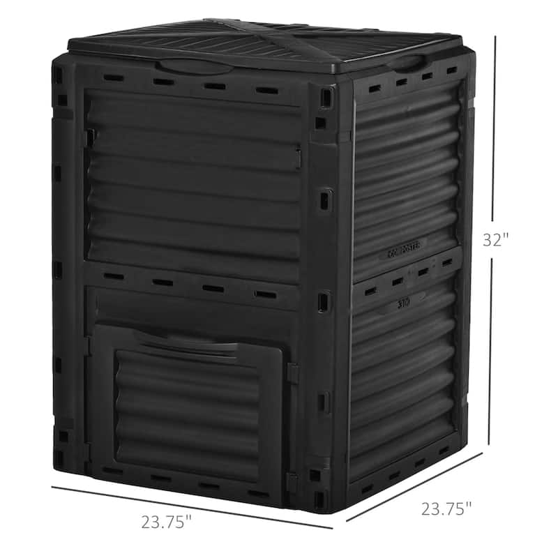 Outsunny Garden Compost Bin Large Outdoor Compost Container 80 Gallon Fast Creation of Fertile Soil Aerating Compost Box