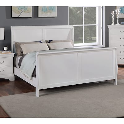 Queen Size Modern Sleigh Bed with Curved Headboard and Footboard - Plywood Frame