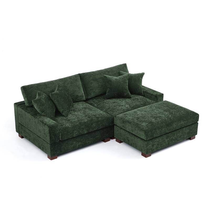 Modern Oversized Chenille Modular Sectional Sofa with Ottoman