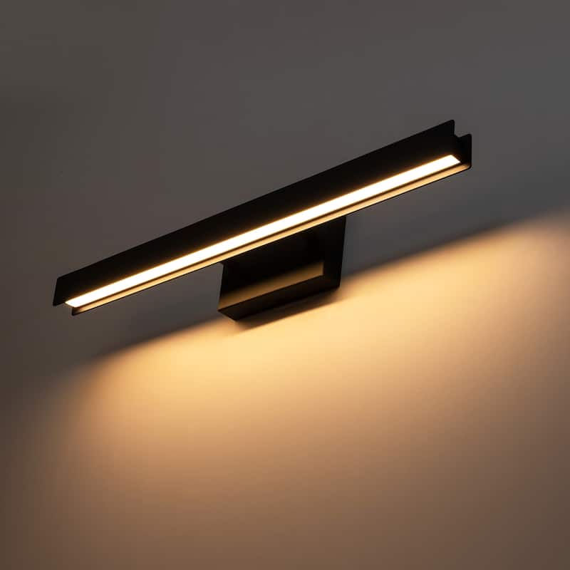 1-Light Modern Black Aluminum Linear Wall Light Strip Dimmable Integrated LED Bathroom Vanity Light - 23.6 in. W x 4.1 in. D - Type B