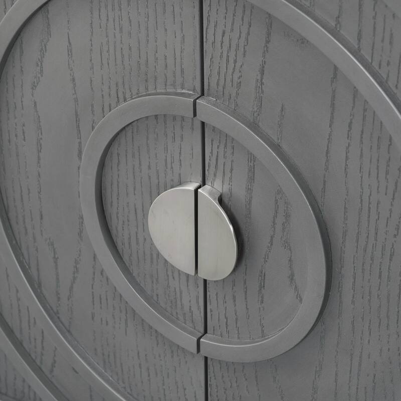 Retro Sideboard door with Circular Groove Design Round Metal Door Handle for Entrance, Dinning Room, Living Room