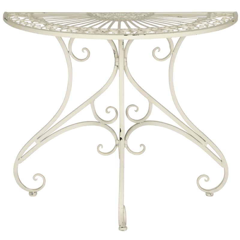 SAFAVIEH Outdoor Tatyanna Annalise Iron Accent Table - 36"W x 19"D x 29"H - Antique White