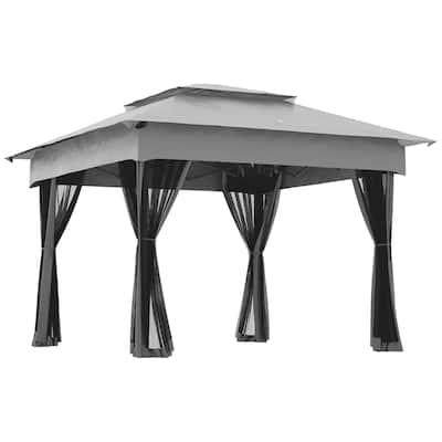 Outsunny 10.7' x 10.7' Pop Up Canopy, Outdoor Patio Gazebo Shelter with Removable Zipper Netting