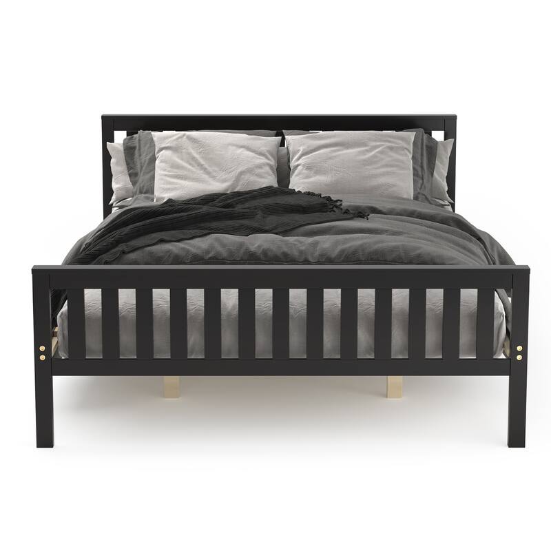 Costway Queen Wood Platform Bed with Headboard and Footboard Mattress