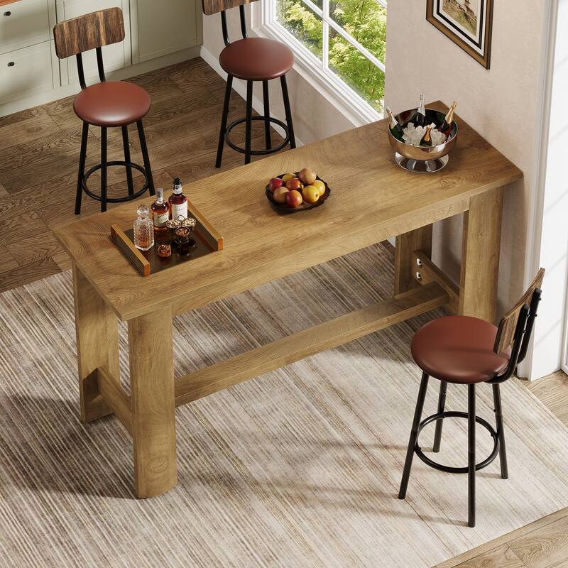 63" Rectangular Home Bar Table Counter Height Pub Table for Kitchen