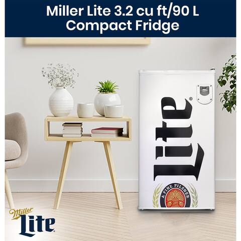 Miller Lite Compact Fridge with Bottle Opener, 3.2 cu ft (90 L)