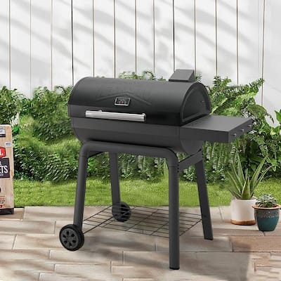 Feasto 28in BBQ Barrel Charcoal Grill With Side Shelf, Heavy Duty Outdoor BBQ Grill with 664 Square inches Cooking Area